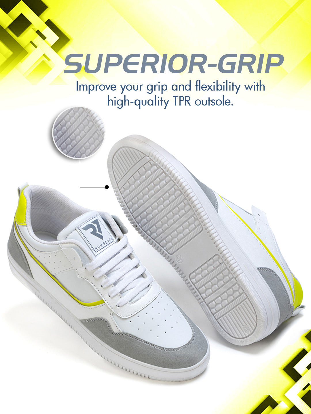 RUN SEVEN ( by GO21 ) Soft Insole, Slip-Resistance|Walking Casual Sneakers For Men (RUN1075 Grey )